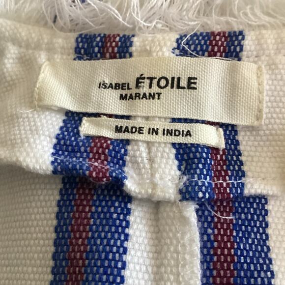 Etoile Isabel Marant Denzie Cotton Canvas Striped Poncho Mini Dress L - Picture 9 of 12